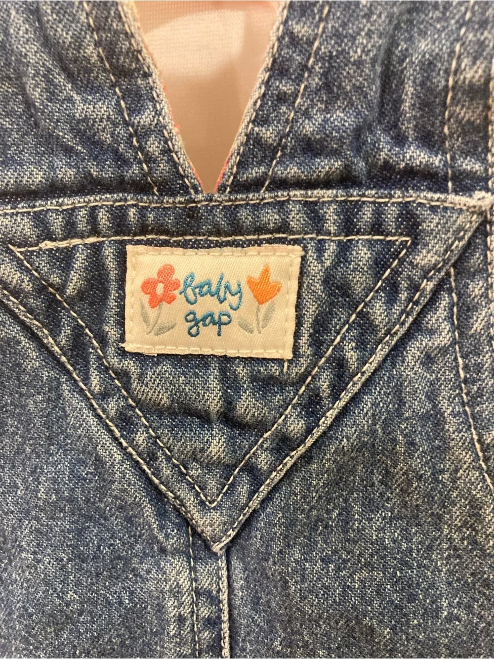 Baby Gap 18-24 months toddler Denim Overalls with Pink Plaid Accents